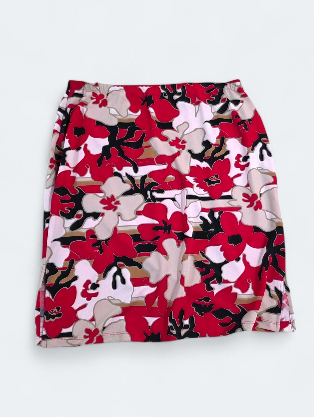 Vintage 90s Tiramisu Floral Midi Skirt 1X Plus Size Red Black Whimsigoth Size 1X